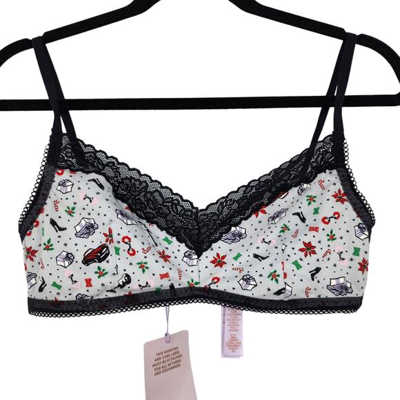 Savage X Fenty Holiday Print Cotton Essentials Bra Bralette Size Large NWT - Picture 1 of 5